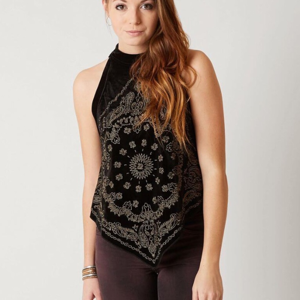 Free People | Embroidered Velvet Top